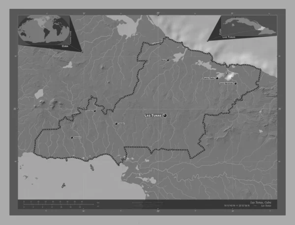 Лас Тунас Провінція Куба Білевелівська Карта Висот Озерами Річками Місця — стокове фото