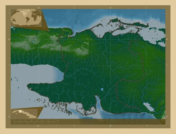 Матансас Провинция Куба Цветная Карта Высоты Озерами Реками Вспомогательные Карты — стоковое фото
