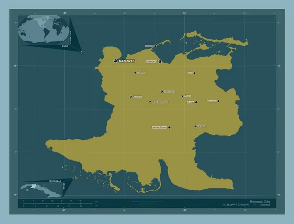 Matanzas Provincia Cuba Forma Tinta Unita Località Nomi Delle Principali — Foto Stock