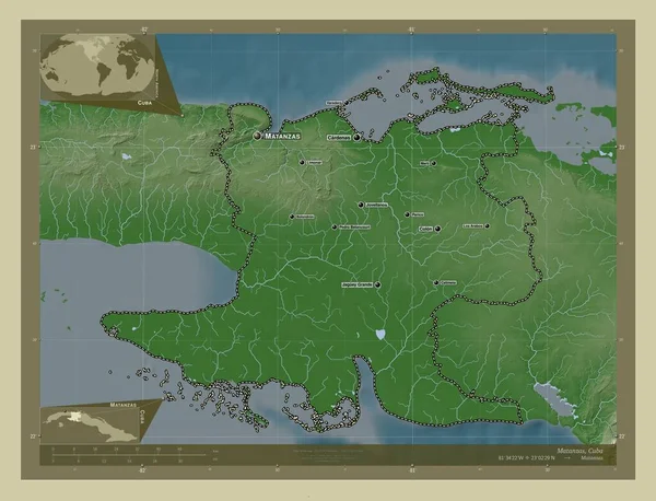 Matanzas Provincie Kuba Zdvihová Mapa Zbarvená Stylu Wiki Jezery Řekami — Stock fotografie