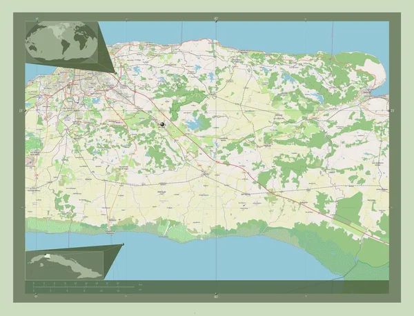 Маябек Провинция Куба Карта Улиц Вспомогательные Карты Расположения Углов — стоковое фото