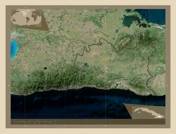 キューバのサンティアゴ キューバ州 高解像度衛星地図 コーナー補助位置図 — ストック写真