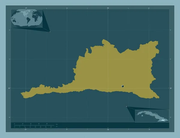 キューバのサンティアゴ キューバ州 しっかりした色の形 コーナー補助位置図 — ストック写真