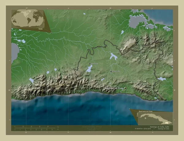 Santiago Cuba Province Cuba Elevation Map Colored Wiki Style Lakes — Stock Photo, Image