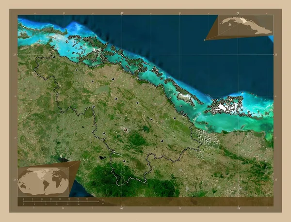 Villa Clara Küba Vilayeti Düşük Çözünürlüklü Uydu Bölgenin Büyük Şehirlerinin — Stok fotoğraf