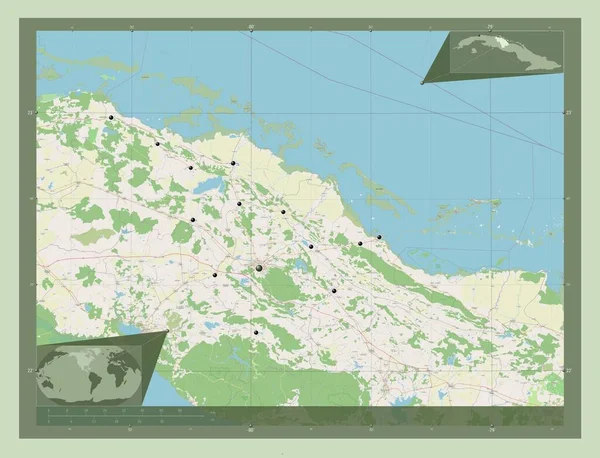Villa Clara Provincie Cuba Open Plattegrond Locaties Van Grote Steden — Stockfoto