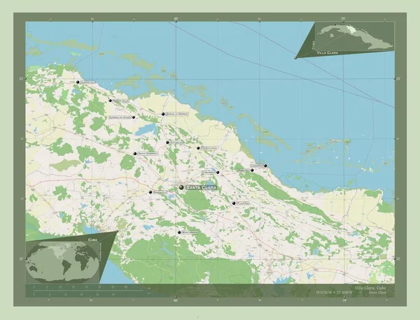 Villa Clara Provincie Cuba Open Plattegrond Locaties Namen Van Grote — Stockfoto