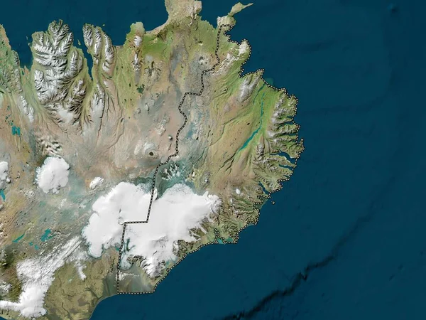 Austurland Regionen Island Högupplöst Satellitkarta — Stockfoto