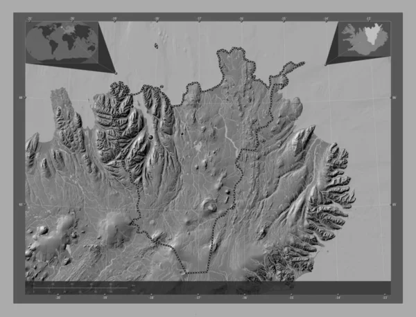 Halshreppur Область Ісландії Білевелівська Карта Висот Озерами Річками Розташування Великих — стокове фото