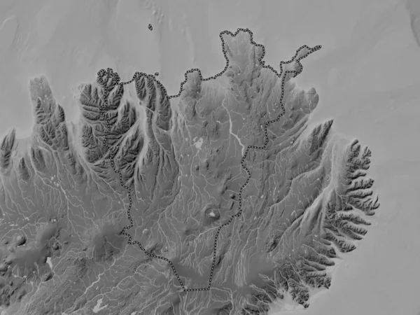 Halshreppur Regionen Island Grayscale Höjdkarta Med Sjöar Och Floder — Stockfoto