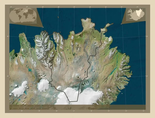 Halshreppur Región Islandia Mapa Satelital Alta Resolución Ubicaciones Las Principales — Foto de Stock