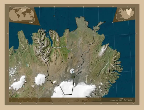 Halshreppur Περιφέρεια Ισλανδίας Δορυφορικός Χάρτης Χαμηλής Ανάλυσης Τοποθεσίες Και Ονόματα — Φωτογραφία Αρχείου