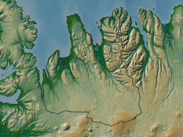 Norurland Vestra Region Iceland Colored Elevation Map Lakes Rivers — Stock Photo, Image