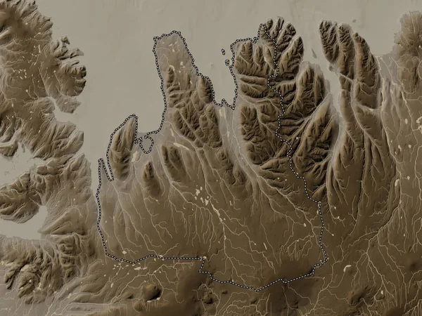 Norurland Vestra Oblast Islandu Nadmořská Mapa Zabarvená Sépiovými Tóny Jezery — Stock fotografie