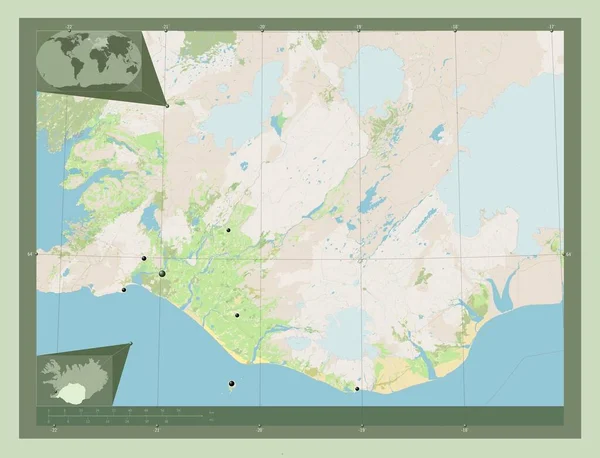 Suurland Region Von Island Open Street Map Standorte Der Wichtigsten — Stockfoto