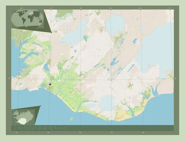 Suurland Region Von Island Open Street Map Eck Zusatzstandortkarten — Stockfoto