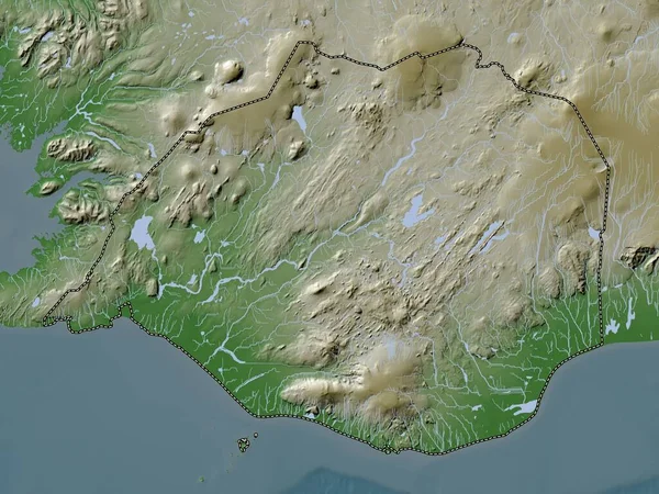 Suurland Region Islandii Mapa Wzniesień Kolorowa Stylu Wiki Jeziorami Rzekami — Zdjęcie stockowe