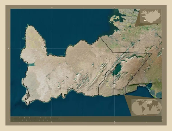 Suurnes Cidade Independente Islândia Mapa Satélite Alta Resolução Mapa Localização — Fotografia de Stock