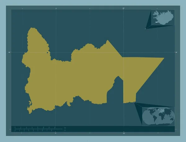 Суурнс Незалежне Місто Ісландії Твердий Колір Кутові Допоміжні Карти Місцезнаходження — стокове фото