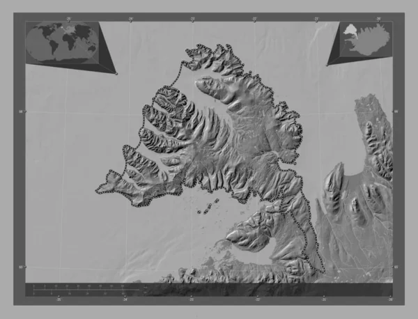 Вестфір Регіон Ісландії Білевелівська Карта Висот Озерами Річками Розташування Великих — стокове фото