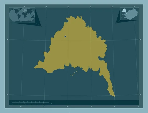 Vestfirir Zlanda Bölgesi Katı Renk Şekli Köşedeki Yedek Konum Haritaları — Stok fotoğraf