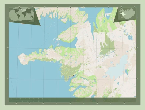 Vesturland Region Iceland Open Street Map Corner Auxiliary Location Maps — Stock Photo, Image