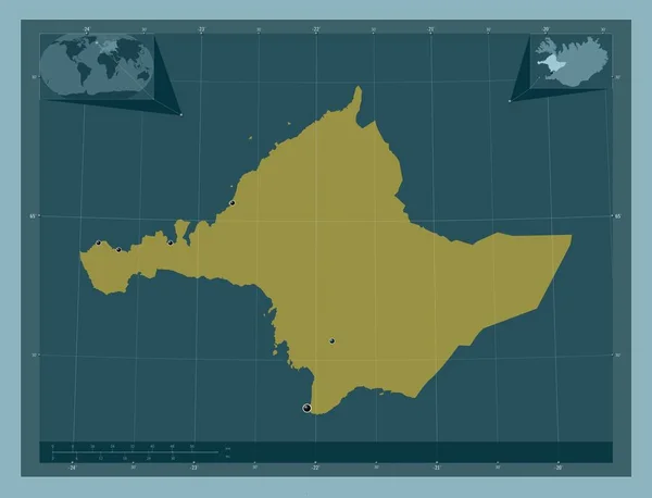 Vesturland Oblast Islandu Pevný Barevný Tvar Umístění Velkých Měst Regionu — Stock fotografie