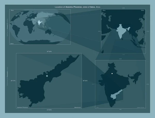 Andhra Pradesh Estado India Diagrama Que Muestra Ubicación Región Mapas —  Fotos de Stock