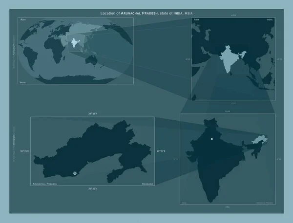 Arunachal Pradesh Estado India Diagrama Que Muestra Ubicación Región Mapas —  Fotos de Stock