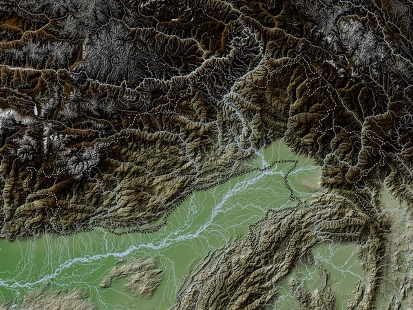 Arunachal Pradesh Estado India Mapa Elevación Coloreado Estilo Wiki Con — Foto de Stock