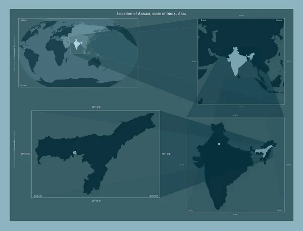 Assam Estado India Diagrama Que Muestra Ubicación Región Mapas Gran —  Fotos de Stock