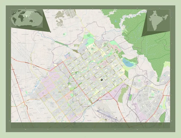 Chandigarh Terytorium Indii Otwórz Mapę Ulic Pomocnicze Mapy Położenia Narożnika — Zdjęcie stockowe