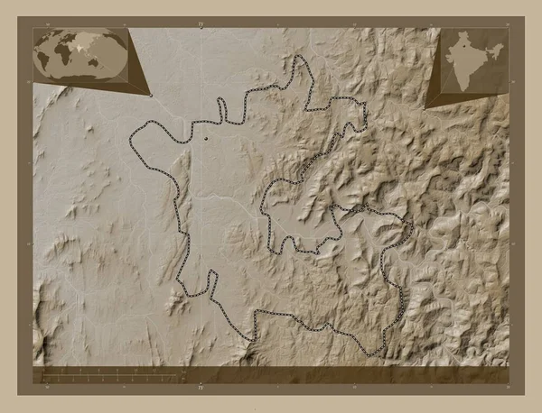 Дадра Нагар Хавели Союзная Территория Индии Карта Высоты Окрашенная Сепиевые — стоковое фото