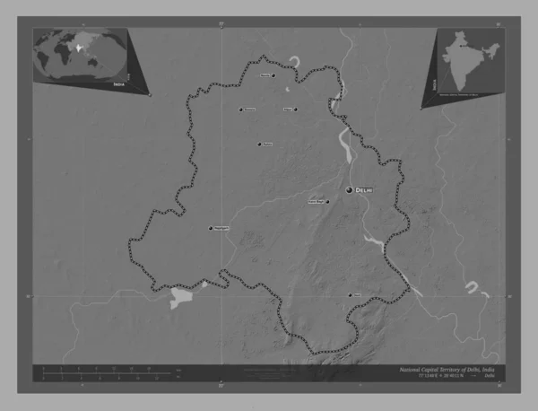 Delhi 인도의 준주이다 호수와 지역의 도시들의 위치와 Corner Auxiliary Location — 스톡 사진
