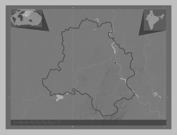 National Capital Territory Delhi Indiens Fackliga Territorium Grayscale Höjdkarta Med — Stockfoto