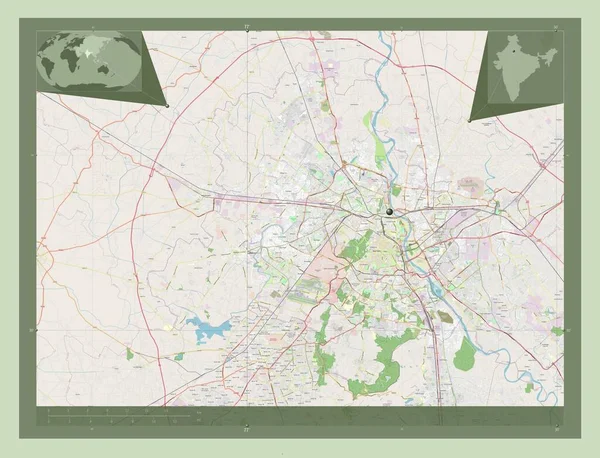 Delhi Nemzeti Fővárosa India Egyesült Területe Nyílt Utcai Térkép Saroktérképek — Stock Fotó
