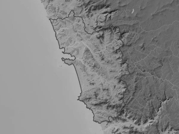 Goa Estado India Mapa Elevación Escala Grises Con Lagos Ríos — Foto de Stock