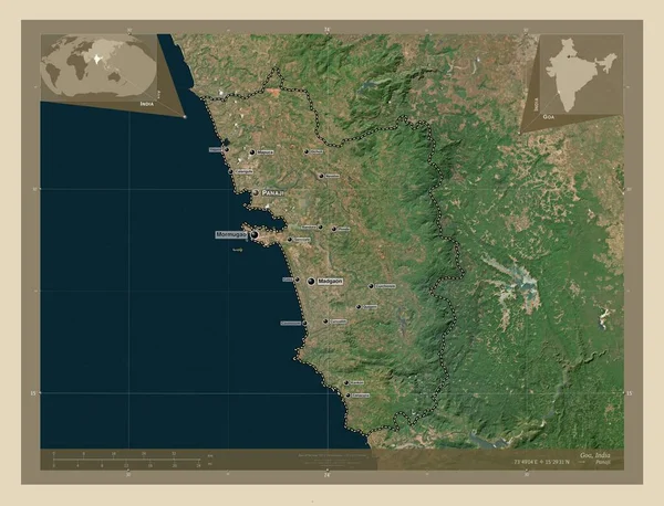 Goa Stato Dell India Mappa Satellitare Alta Risoluzione Località Nomi — Foto Stock