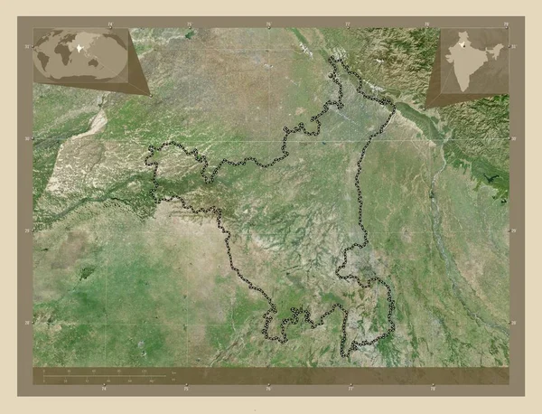 Haryana State India High Resolution Satellite Map Corner Auxiliary Location — Stock Photo, Image