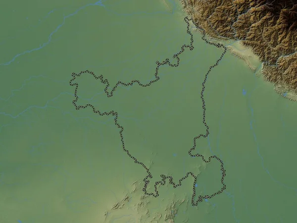 Haryana Estado India Mapa Elevación Colores Con Lagos Ríos — Foto de Stock