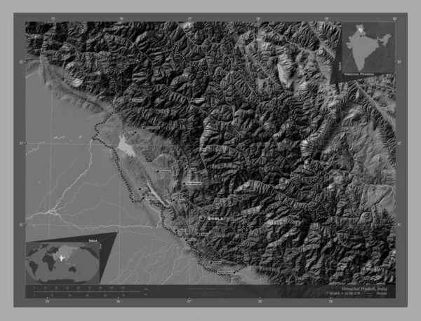 Himachal Pradesh Έδαφος Της Ένωσης Της Ινδίας Bilevel Υψομετρικός Χάρτης — Φωτογραφία Αρχείου