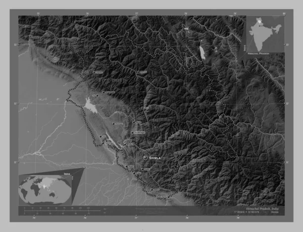 Himachal Pradesh Území Odborů Indii Výškové Mapy Jezery Řekami Umístění — Stock fotografie