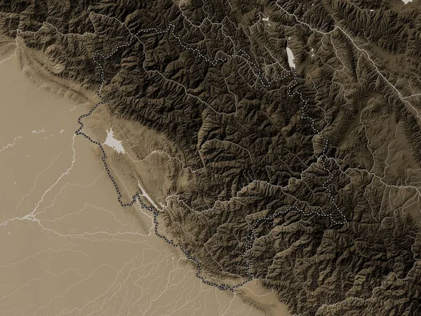 Himachal Pradesh Union Territory India Elevation Map Colored Sepia Tones — Stock Photo, Image