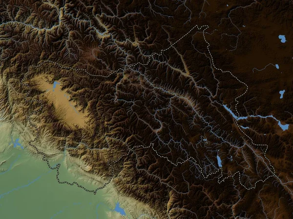 Τζαμού Και Κασμίρ Πολιτεία Της Ινδίας Χρωματιστός Υψομετρικός Χάρτης Λίμνες — Φωτογραφία Αρχείου