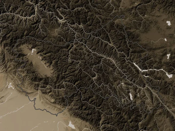 Jammu Kashmir Hindistan Eyaleti Yükseklik Haritası Sepya Tonlarında Göller Nehirlerle — Stok fotoğraf