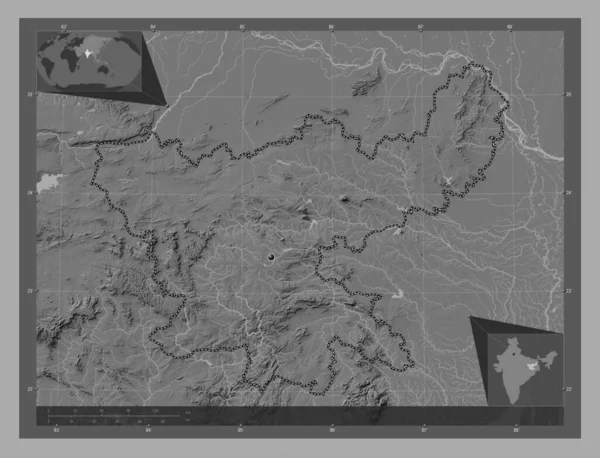 Джхаркханд Штат Індія Білевелівська Карта Висот Озерами Річками Кутові Допоміжні — стокове фото
