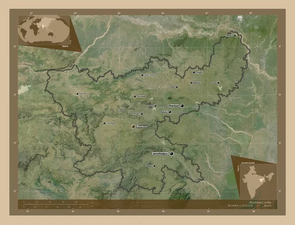 Джаркханд Штат Индия Карта Спутника Низкого Разрешения Места Названия Крупных — стоковое фото