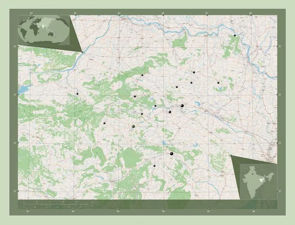 Jharkhand Stato Dell India Mappa Stradale Aperta Località Delle Principali — Foto Stock