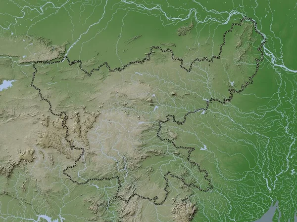Jharkhand Stan Indie Mapa Wzniesień Kolorowa Stylu Wiki Jeziorami Rzekami — Zdjęcie stockowe