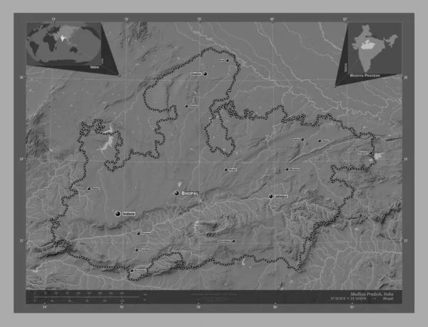 Madhya Pradesh Stato Dell India Mappa Dell Elevazione Bilivello Con — Foto Stock